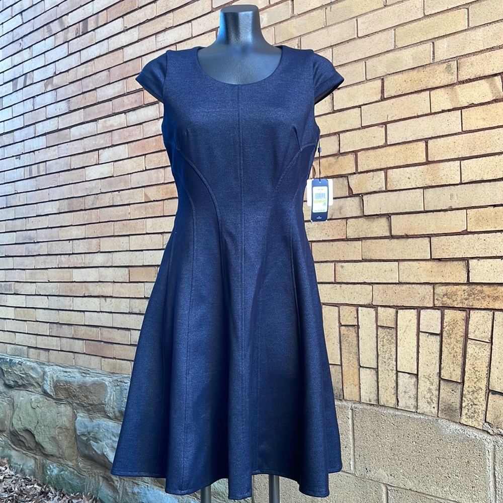 NWT Tommy Hilfiger Navy Scuba Knit Fit & Flare Dress Size 4